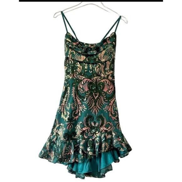 Selfie Leslie Marbella Sequined Mini in Forest Green Size XL - Picture 2 of 11